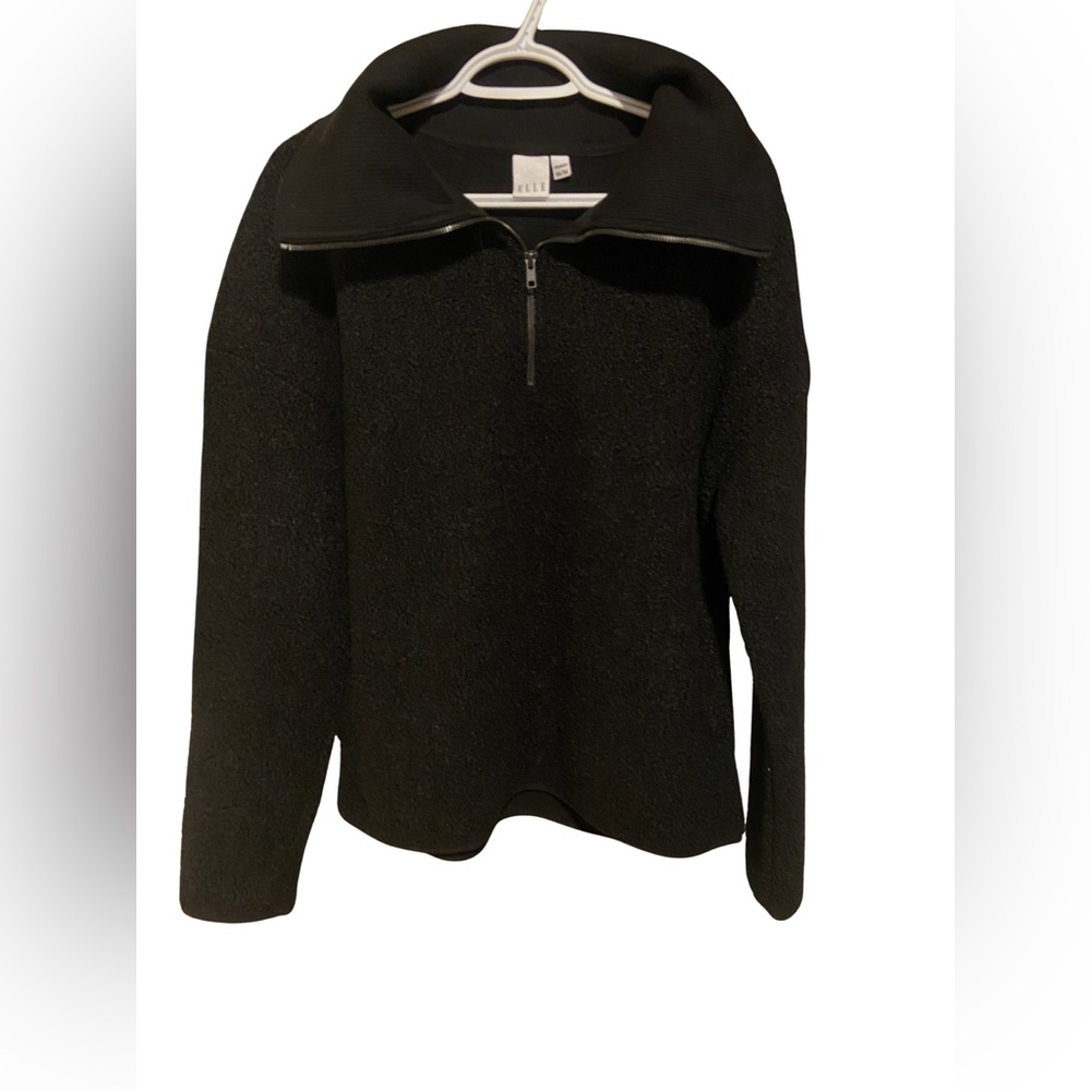 Elle Black Zip-Up Fleece Jacket